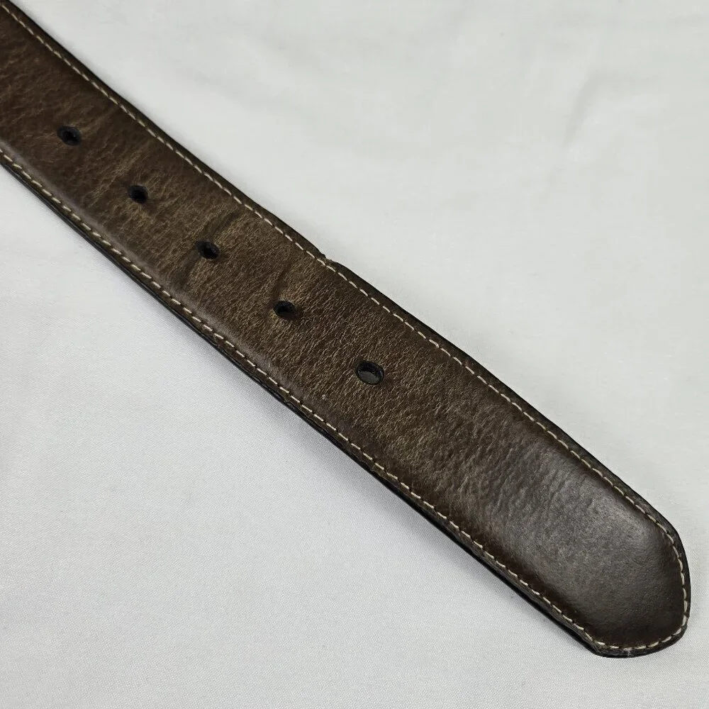 Nocona Belt Co Men's Size 40 Leather Western Belt Black Brown Woven Concho
